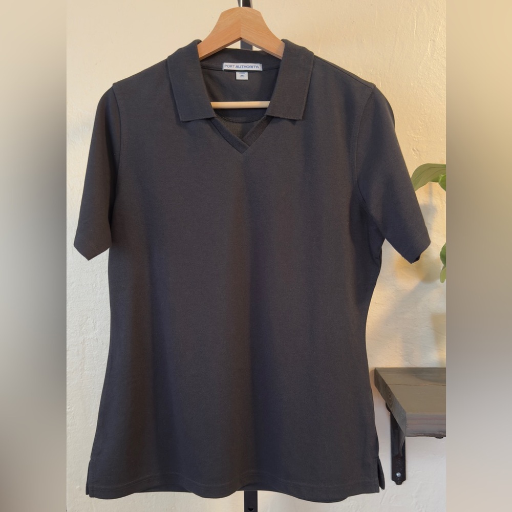 Port Authority Women’s Black V-Neck Polo Shirt - Size M (NWOT)